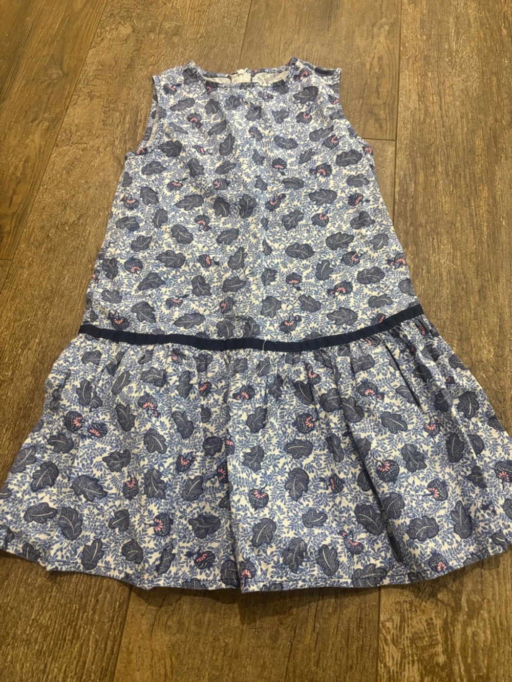 Girls Blue Floral Sleeveless Dress